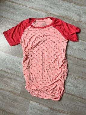 Kickee MATERNITY Pink & Red Raglan Tee with Cherry Print